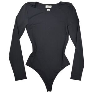 Aritzia Contour Black Long Sleeve Thong Bodysuit M Second Skin Stretch 118755